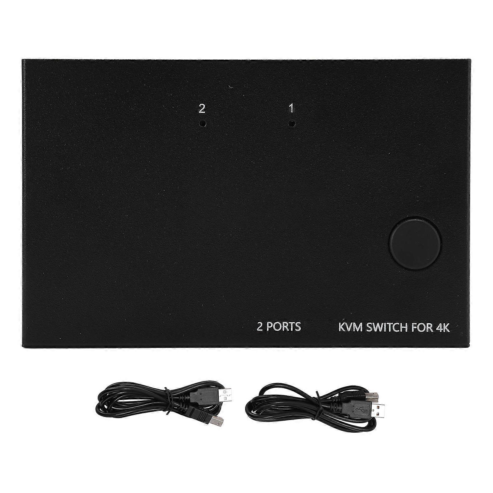 HDMI KVM Switch 1 Display 2 Computers 4 USB Ports 4K 60Hz Plug and Play for Keyboard Mouse