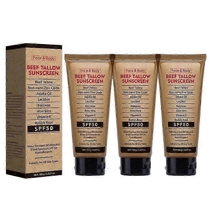 suitable for Grass-Fed Beef Tallow Sunscreen SPF 50 100g Natural Tallow Zinc & Oxide R3V0
