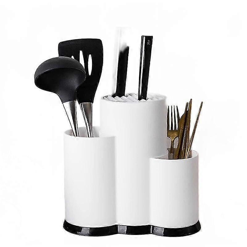 Kitchen Utensil Holder Knife Block PP Flatware Drainer Storage Box