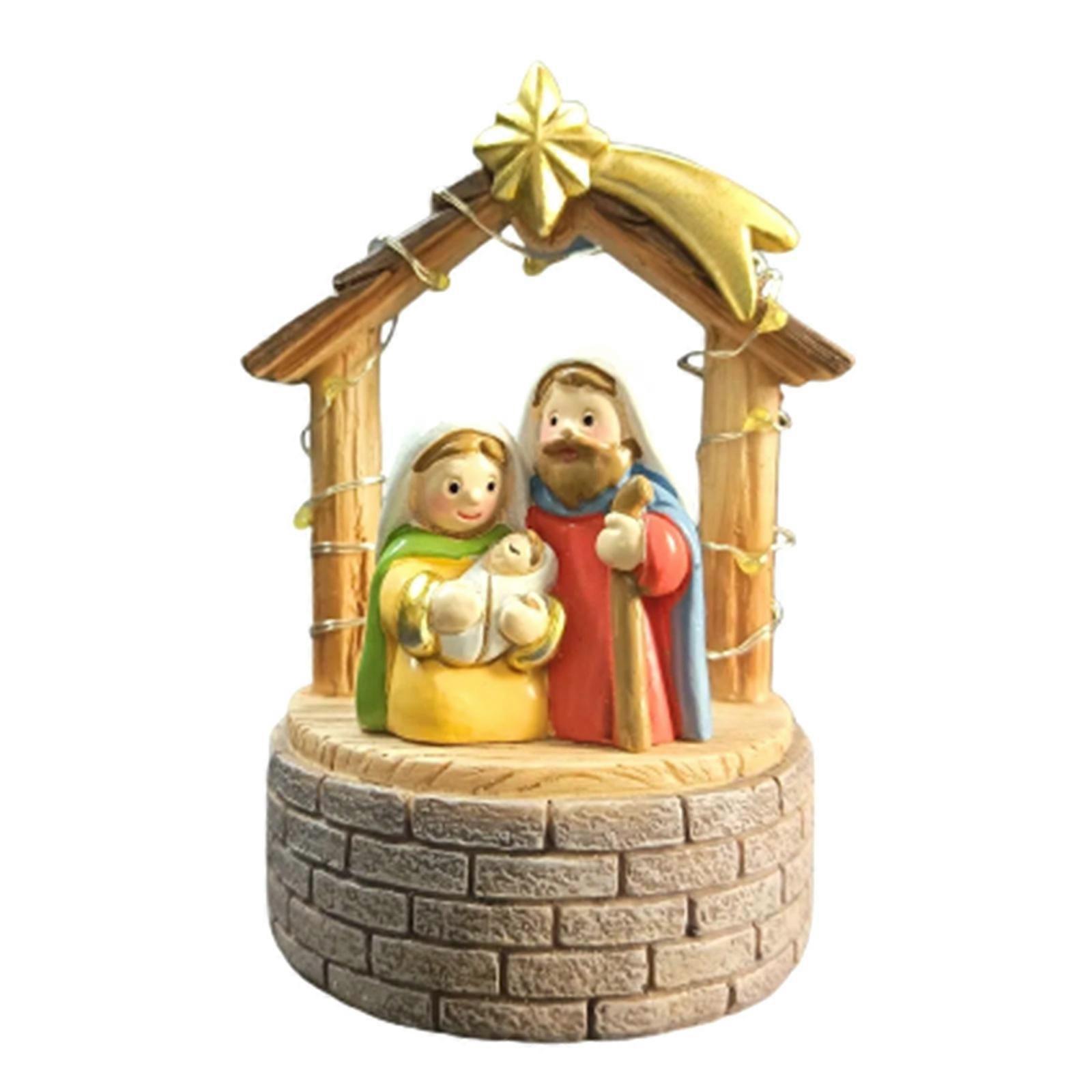 Christmas Nativity Figurines Resin Nativity Scene Statue with Stable Holy Family Statue Table Centerpieces Home Decors Multicolor