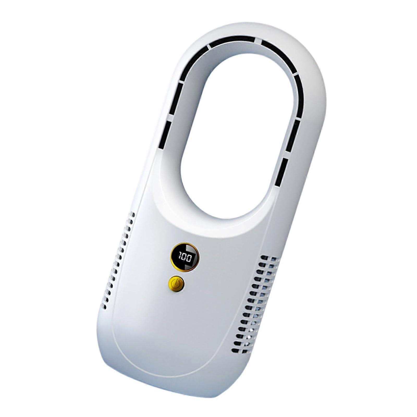 Portable Fan Bladeless Tower Fan With LED Digital Display USB Rechargeable Desktop Air Cooler Quiet White