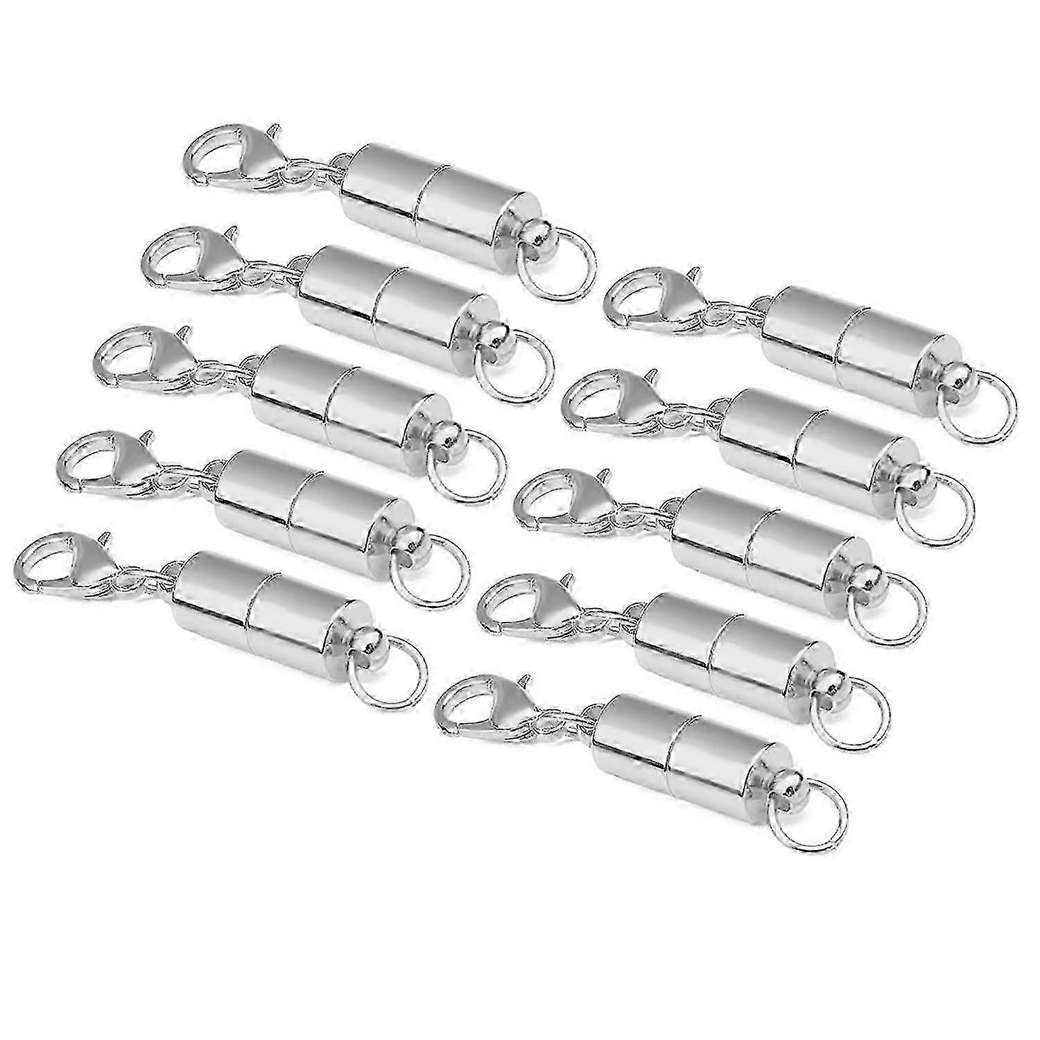 Strong magnetic clasps for jewelry, 10pcs built-in safety lock with lobster clasp
