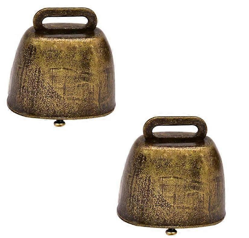 Cow Bells 5 Pack, Copper Brass Noisemakers  Small Size, Loud Ringing, AntiTheft Bronze