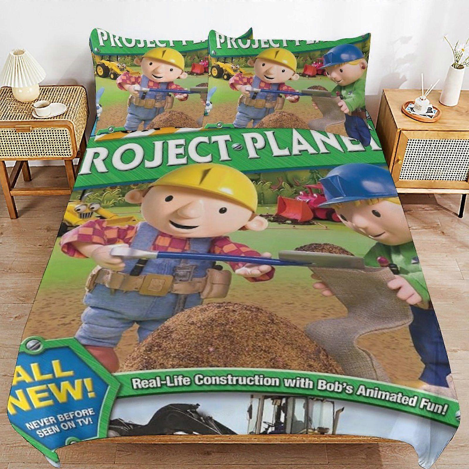 w644 Bob the Builder Daily Sleeping Comfort Smooth Surface Zipper Secure Fit Duvet Cover Sets for Home Use m644