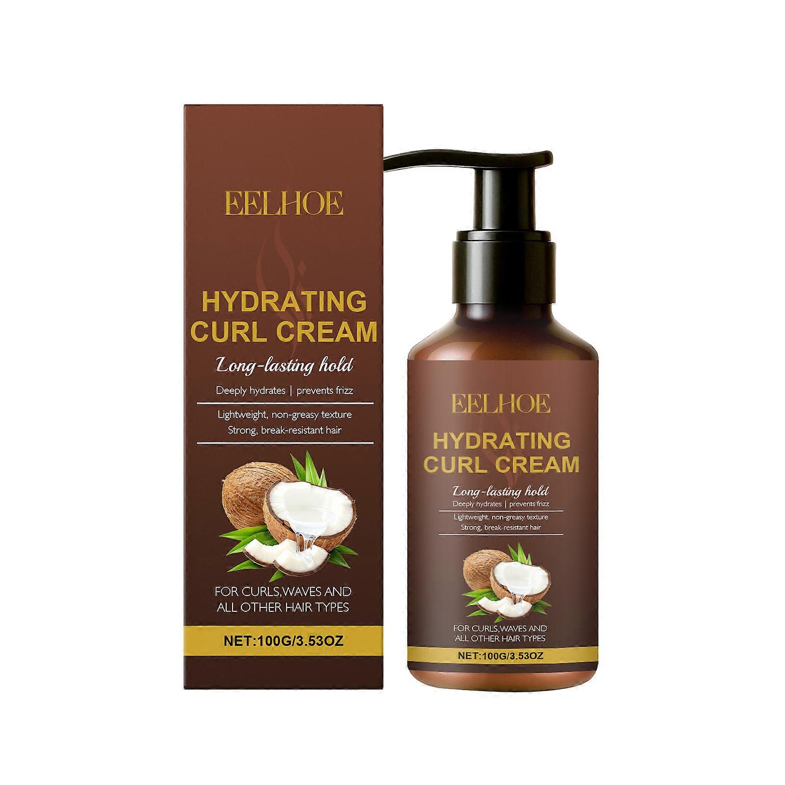 Coconut Oil Moisturizing Curl Cream, Daily Styling Cream With Natural Hold, Anti-Frizz, Suitable For Various Hair Types.