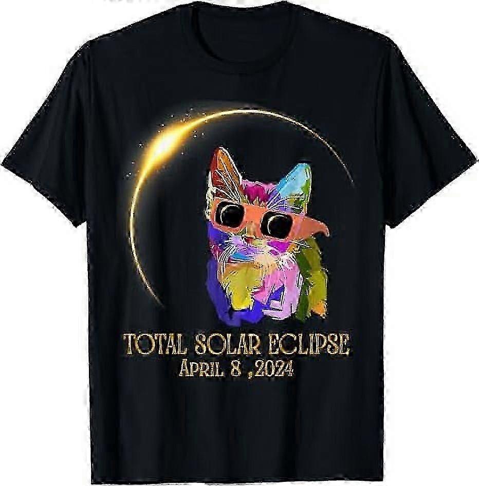 Total Solar Eclipse 2024 Cat with Solar Eclipse Glasses T-Shirt