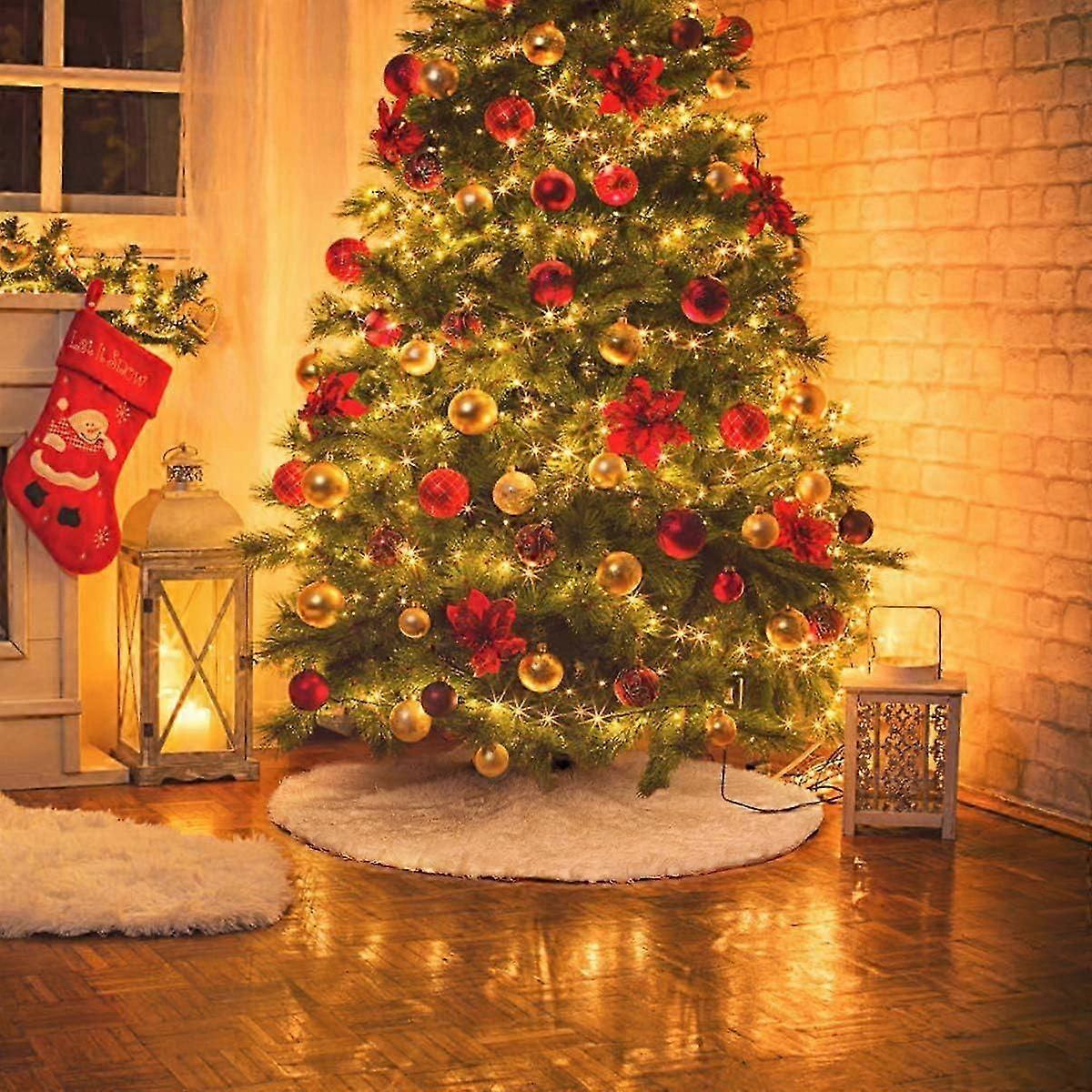 Christmas tree skirt, 90 cm, Christmas tree carpet, Christmas tree base cover (white), Christmas tree decorations