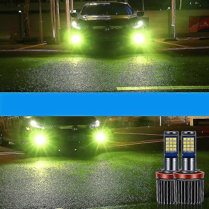 2 stuks 12V Citroengroen H8 H11 H3 H27 880 881 9005 HB3 9006 HB4 LED Mistlamp