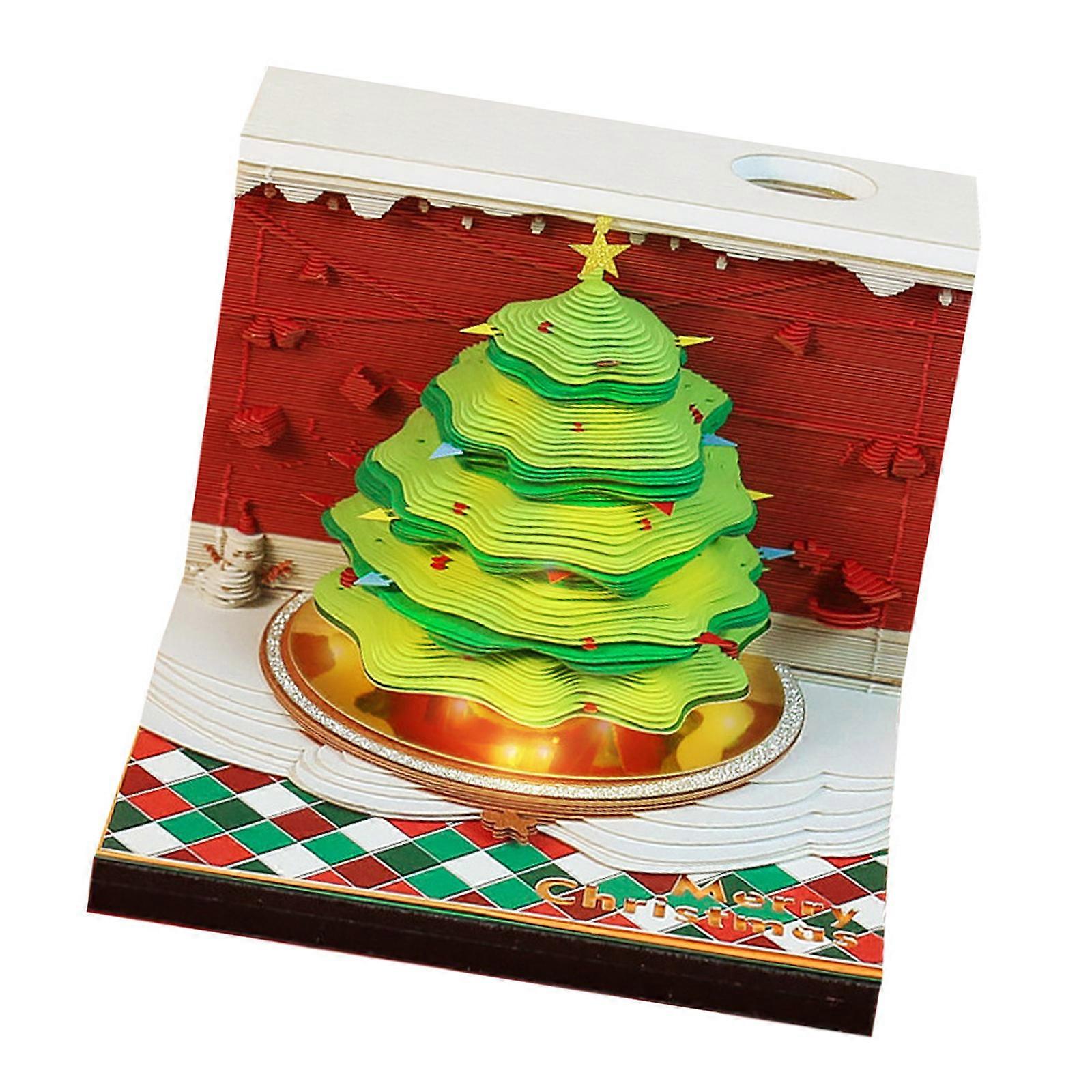 3D Paper Sculpture Note Pad Carving Art Notepads, Paper Sculpture Notepads with Pencil Holder Multicolor