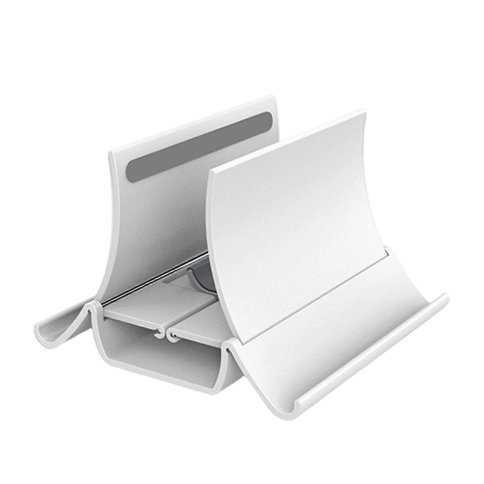 Compactly Vertical Computer Stand Heat Resistant ABS Build Auto Secure Gravitating Mechanism AntiSlip Tablet Laptop Holder  White