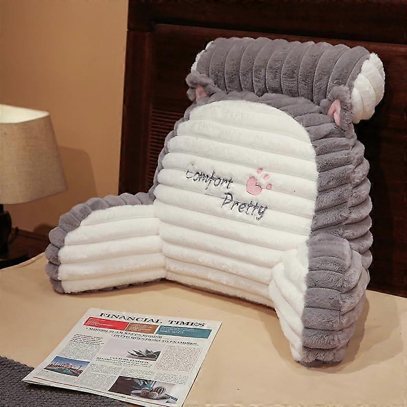 Plush Bed Rest Reading Pillow with Arms for Back Support at Home Office Sofa 70×50cm