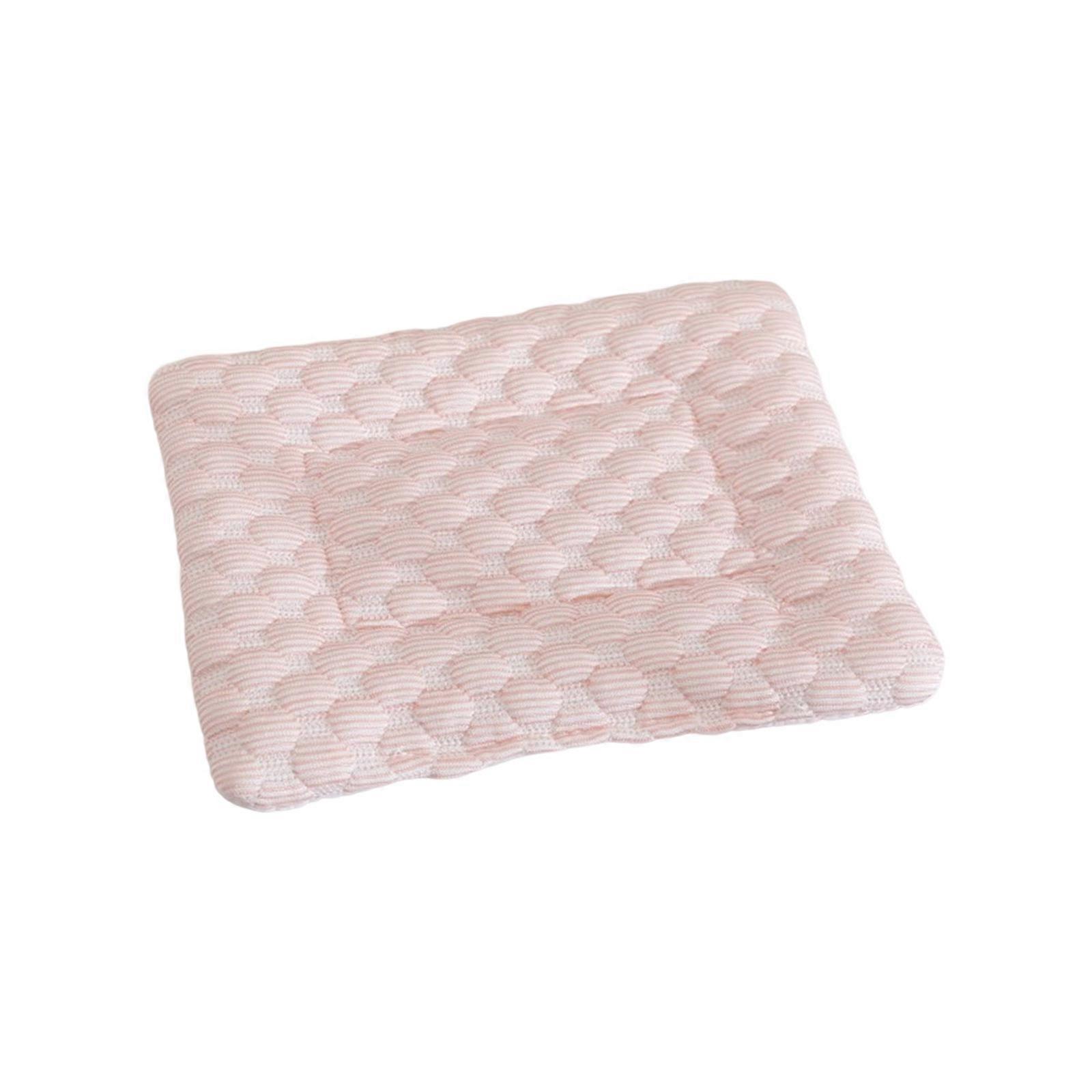 Permeable Ice Silk Hamster Bedding Mats Soft Comfortable Nesting Pad For Hedgehogs Rabbits Nonskid Bottom  Light pink S