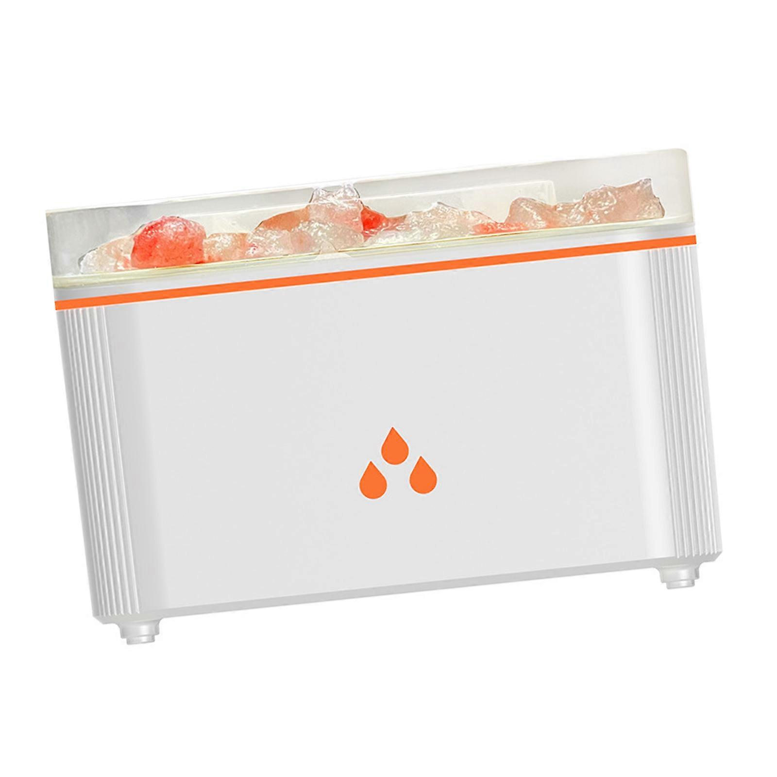 Decorative Flame Illusion Essential Oil Diffuser with Quiet Humidifying Function and Auto Shutoff Plastic Texture  White