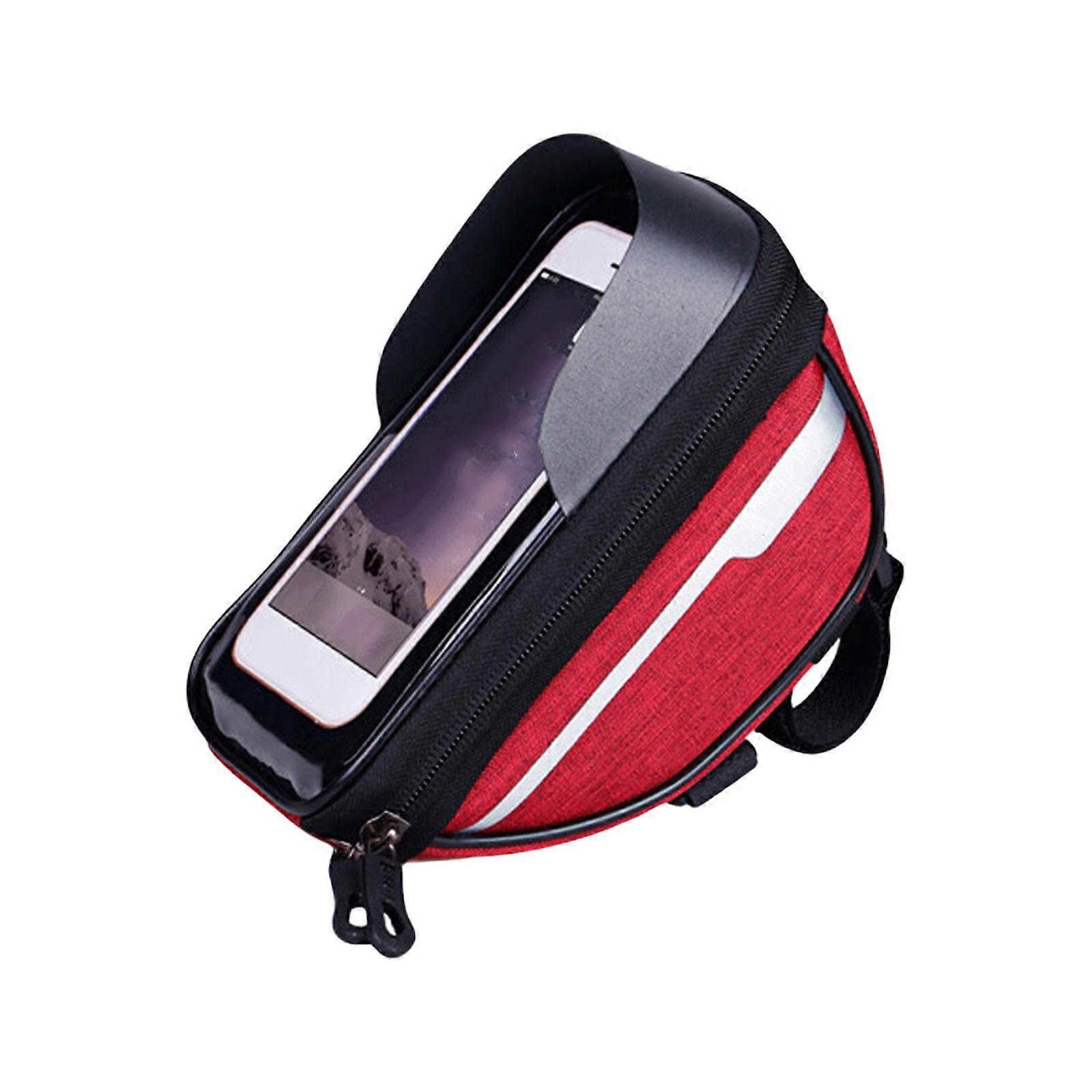 Cyclings Phone Stand Waterproofs Bikes Phone Holder Clear Touches Screen Window Bikes Handlebars Bag Easily to Install  Red