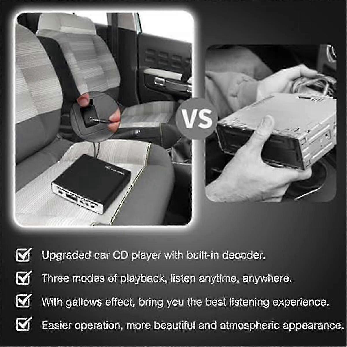 Externer Universal-Auto-CD-Player, Fahrzeug-CD-Player, tragbarer CD-Player für Auto/TV/Laptop mit USB- oder Typ-C-Anschluss, AUX-Anschluss