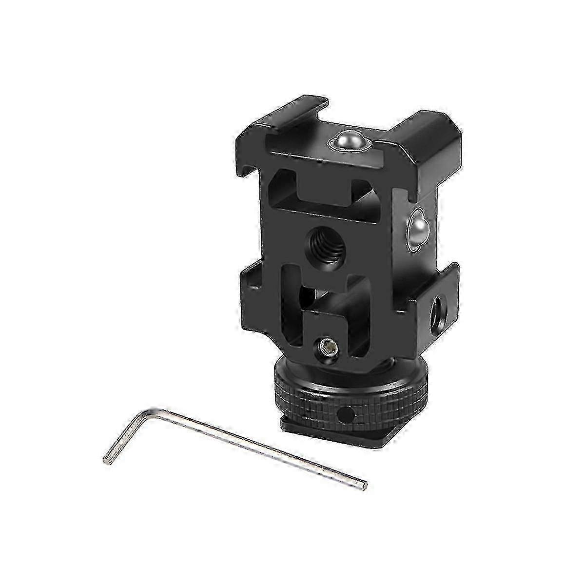 Triple Hot Shoe Mount Adapter Dual Screws Bracket Stand Holder For Dslr Camera For Led Video Microp