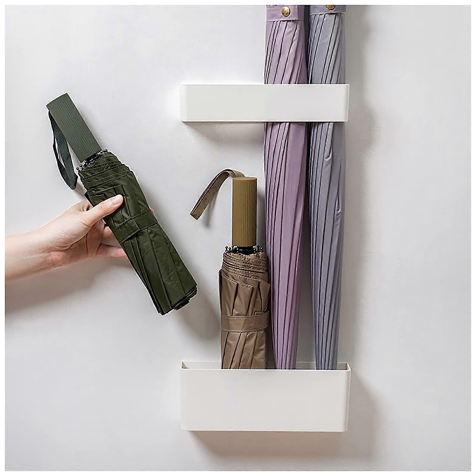 Wall Mounted Umbrella Stand Rack with Storage Holder for Walking Canes and Foldable Umbrellas