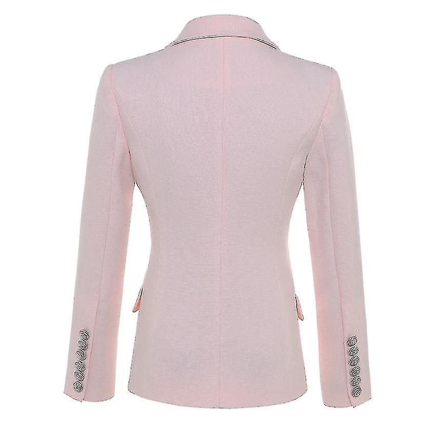 Blazer Jacket Womens Silver Lion Buttons Double Breasted Outerwear