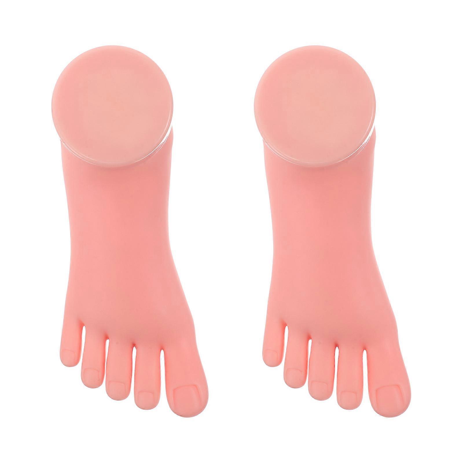 Manicure Foot Model Silicone for Display 4Pcs Beige Durable PVC
