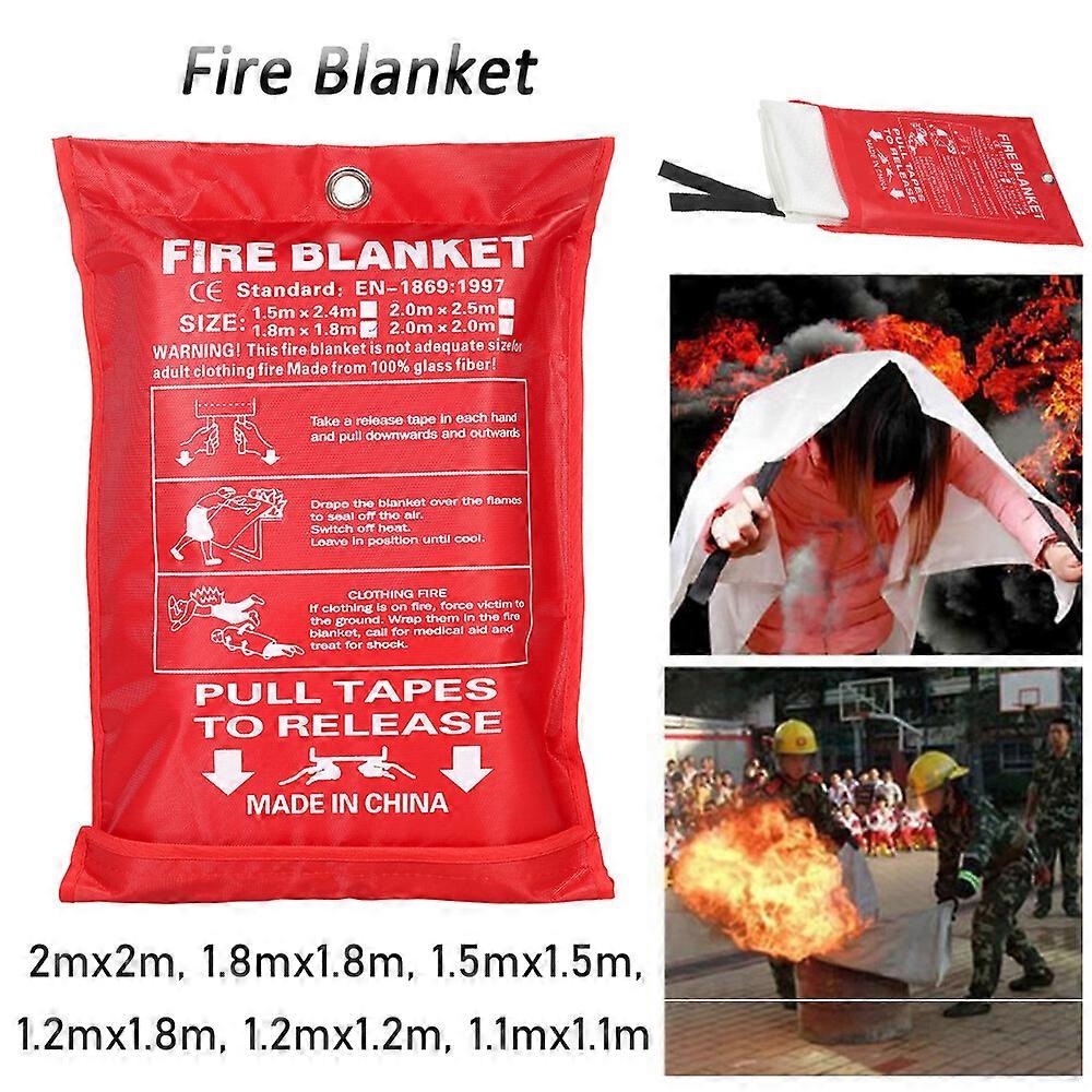 Home Safety Fire Blanket Protection Red Sealed Case Fast Release Tab Max 2x2m
