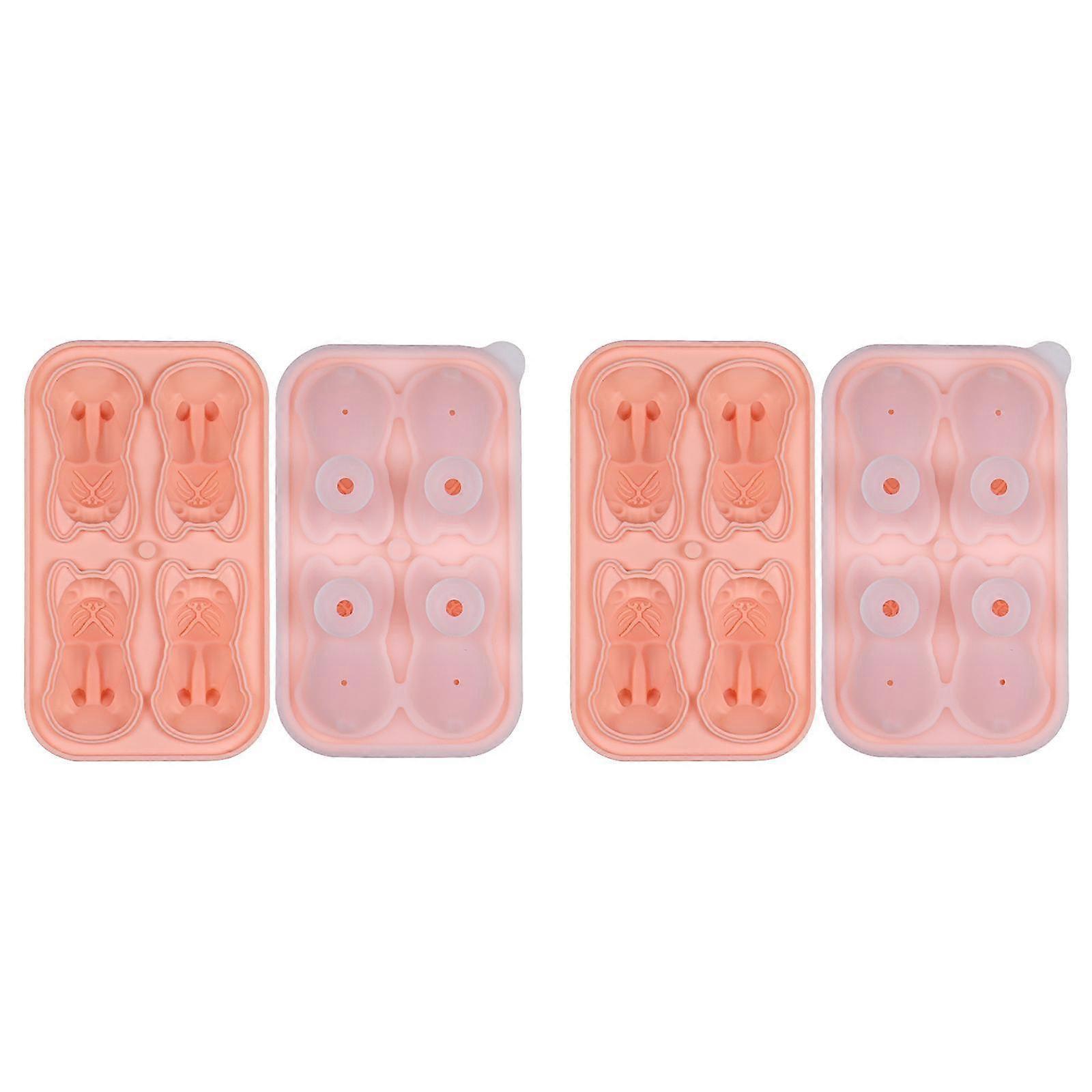 Silicone Ice Cube With Fun Shapes Silicone Ice Cube Trays For Freezer Large Ice Cube Tray With Funnel Lid Easy Release Ice For 1pc *2PCS