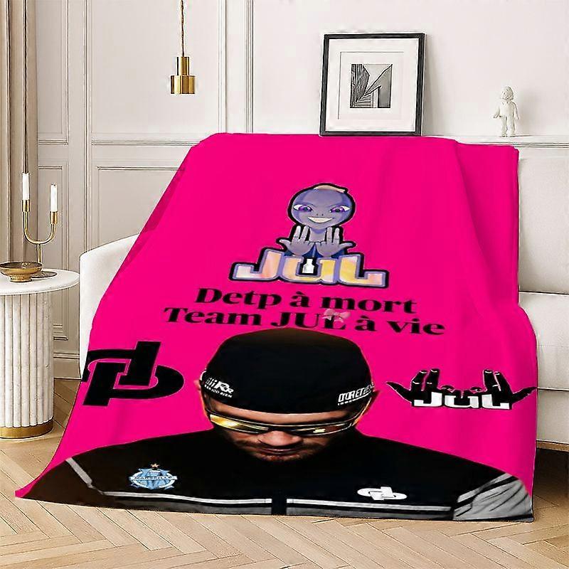 Couverture imprimée à l'effigie du rappeur français JUL, design raffiné pour la maison, la chambre ou la chambre d'amis, cadeau idéal en toute saison, décoration intérieure - MNBVC319