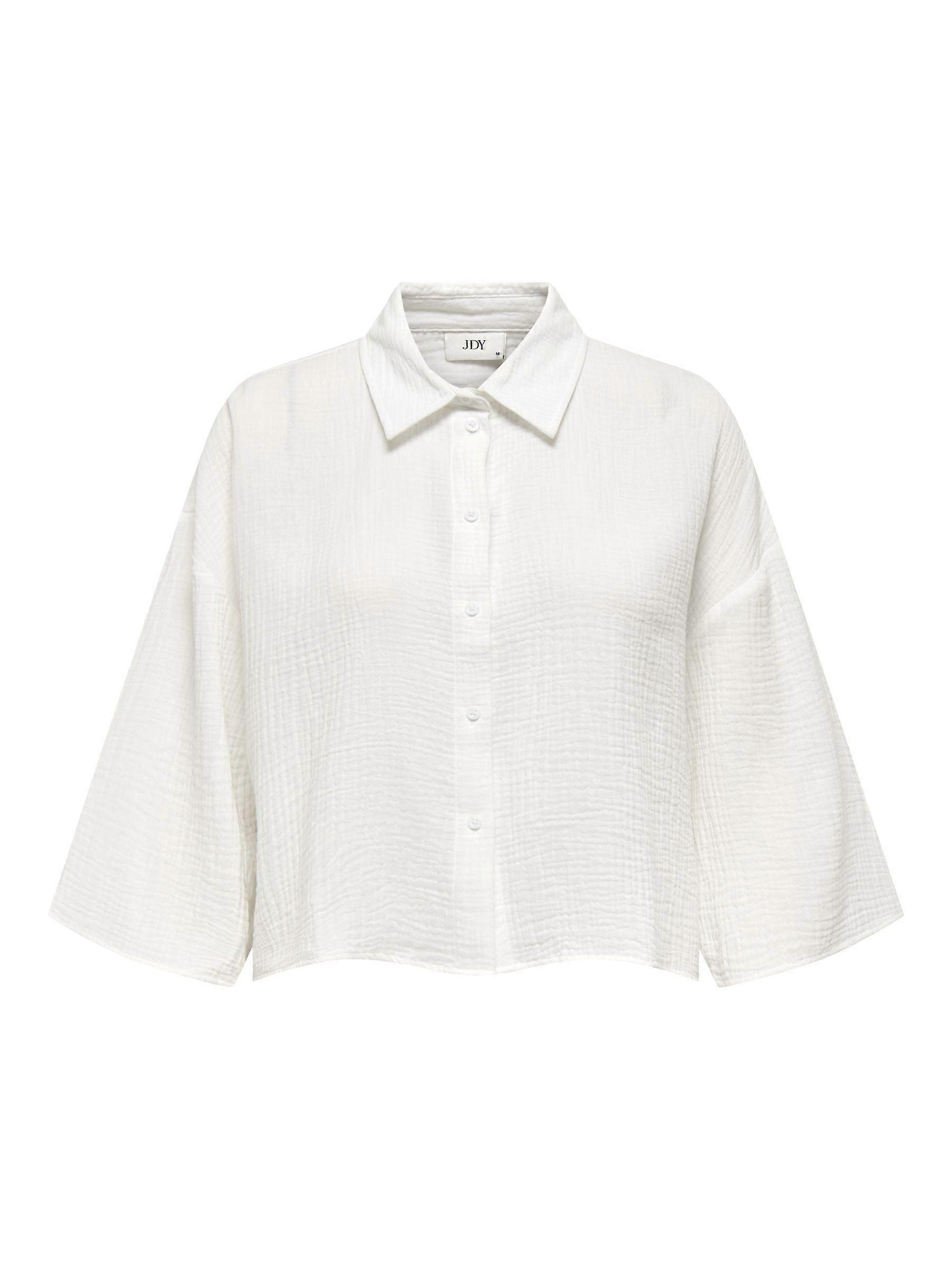 JDY Camicetta casual da donna in crêpe Camicia a maniche larghe a 3/4 con colletto a bottoni