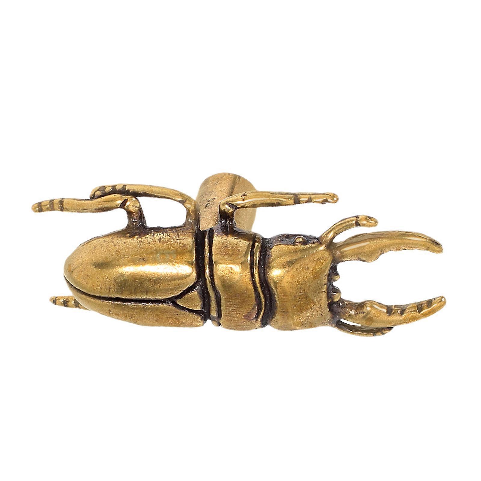 Beetle Cabinet Handles Brass Drawer Pulls for Dresser Light Brown