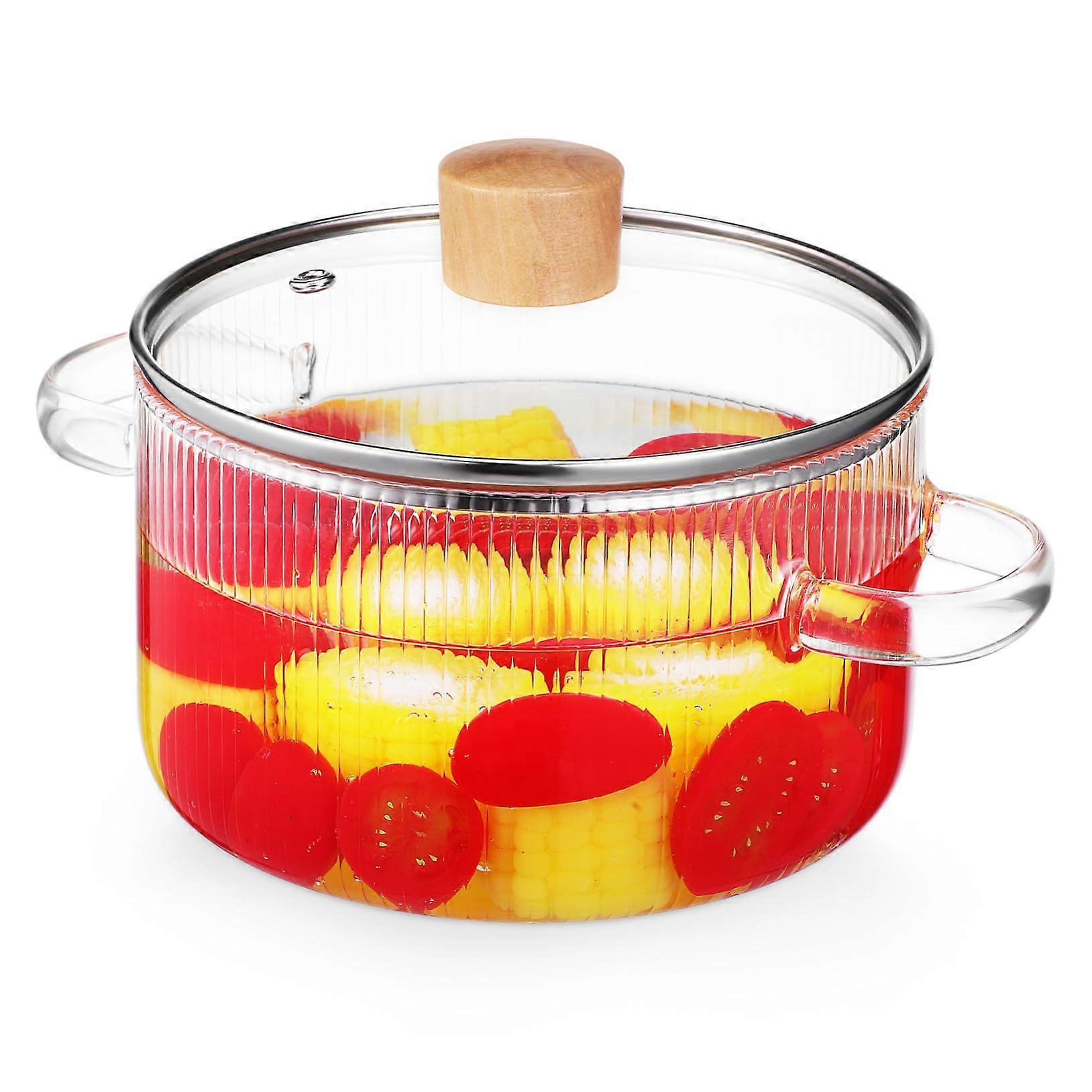Glass Stewing Pot with Lid Thickened HeatResistant Transparent Saucepan for Milk and Soup Cooking