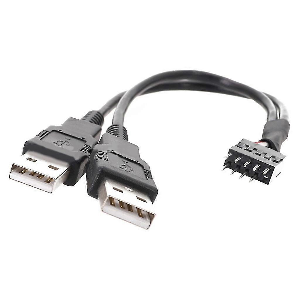 Dual USB-A to 9-Pin Motherboard Header Extension Cable for PC Case Front Panel