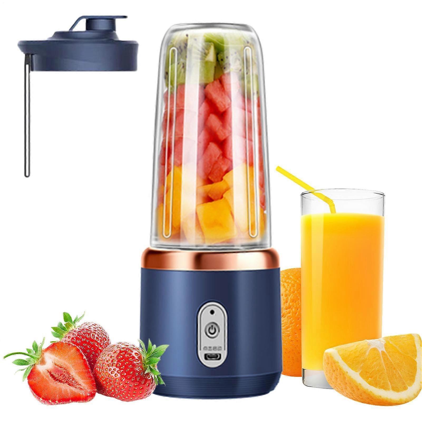 Portable  Blender Rechargeable Juice Cup for Smoothies Shakes Travel Camping Gym Home Blue