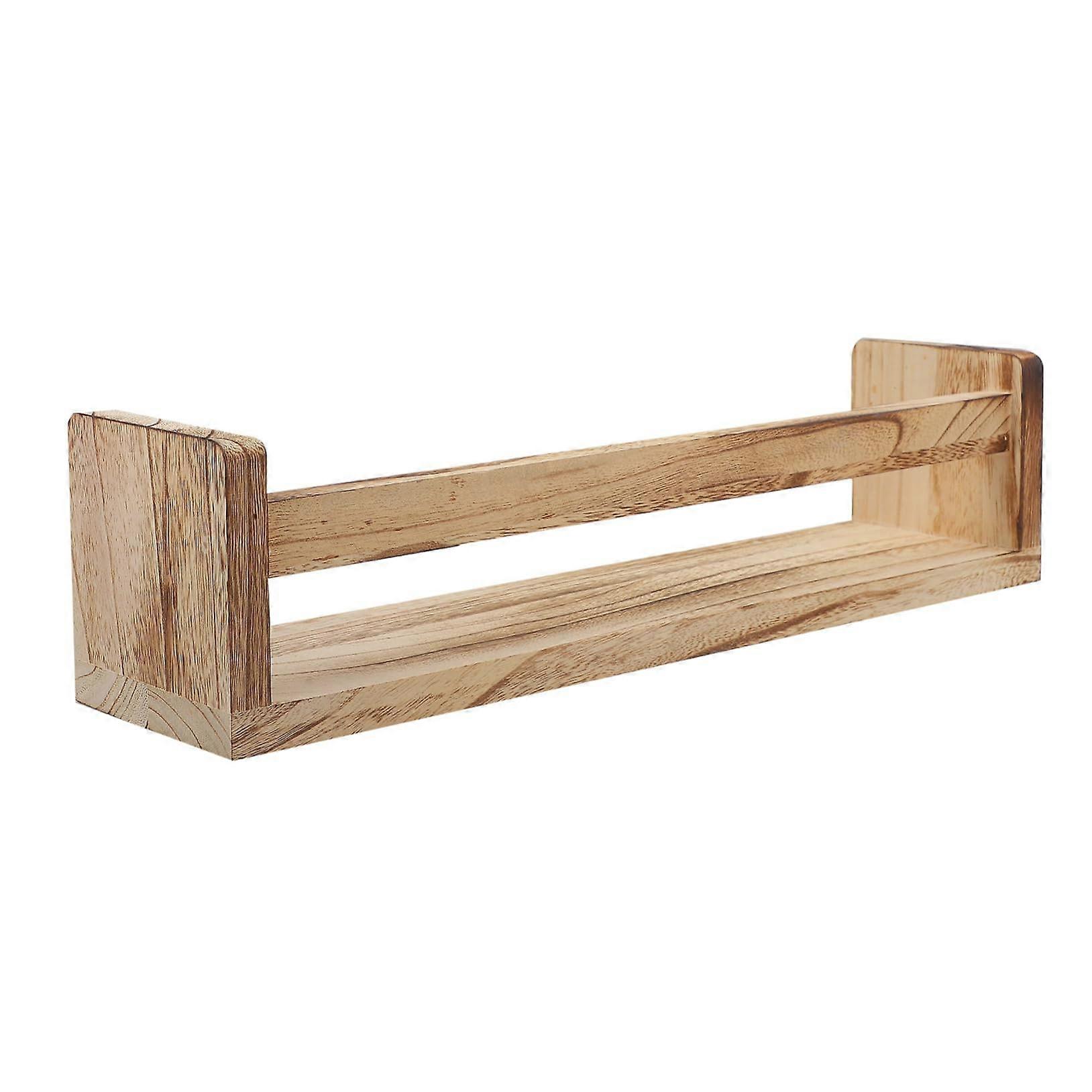 Wooden Wall Mounted Spice Rack Organizer Rustic Vintage Style SpaceSaving Kitchen Shelf