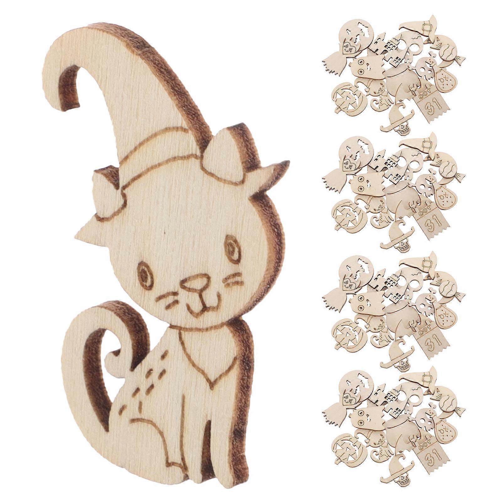 Creative Halloween Wooden Cutouts for Craft Projects 200Pcs Pumpkin Ghost