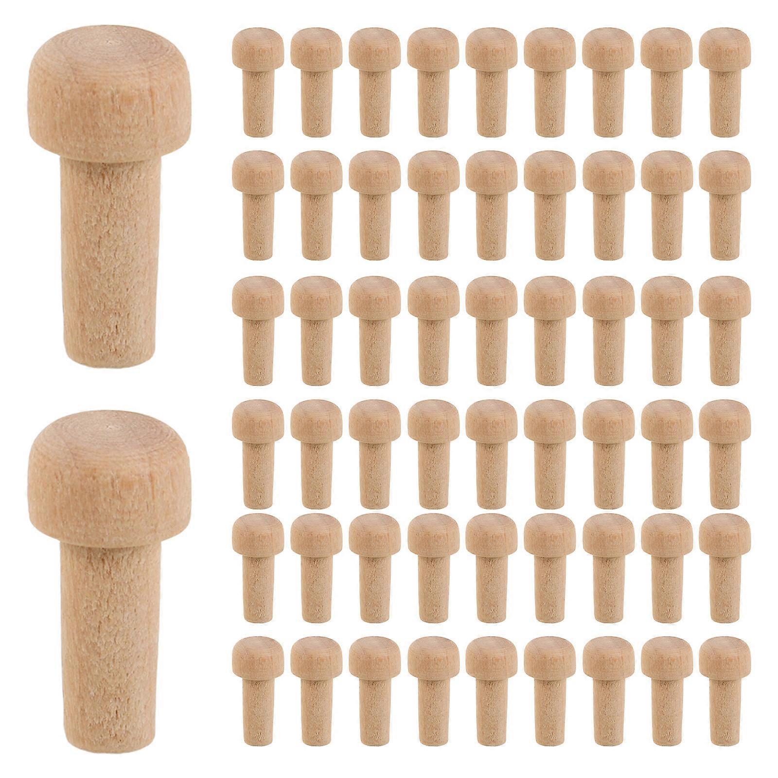50pcs Khaki Wooden Mushrooms for Crafts Unique Design Easy to Paint Ideal for DIY Projects
