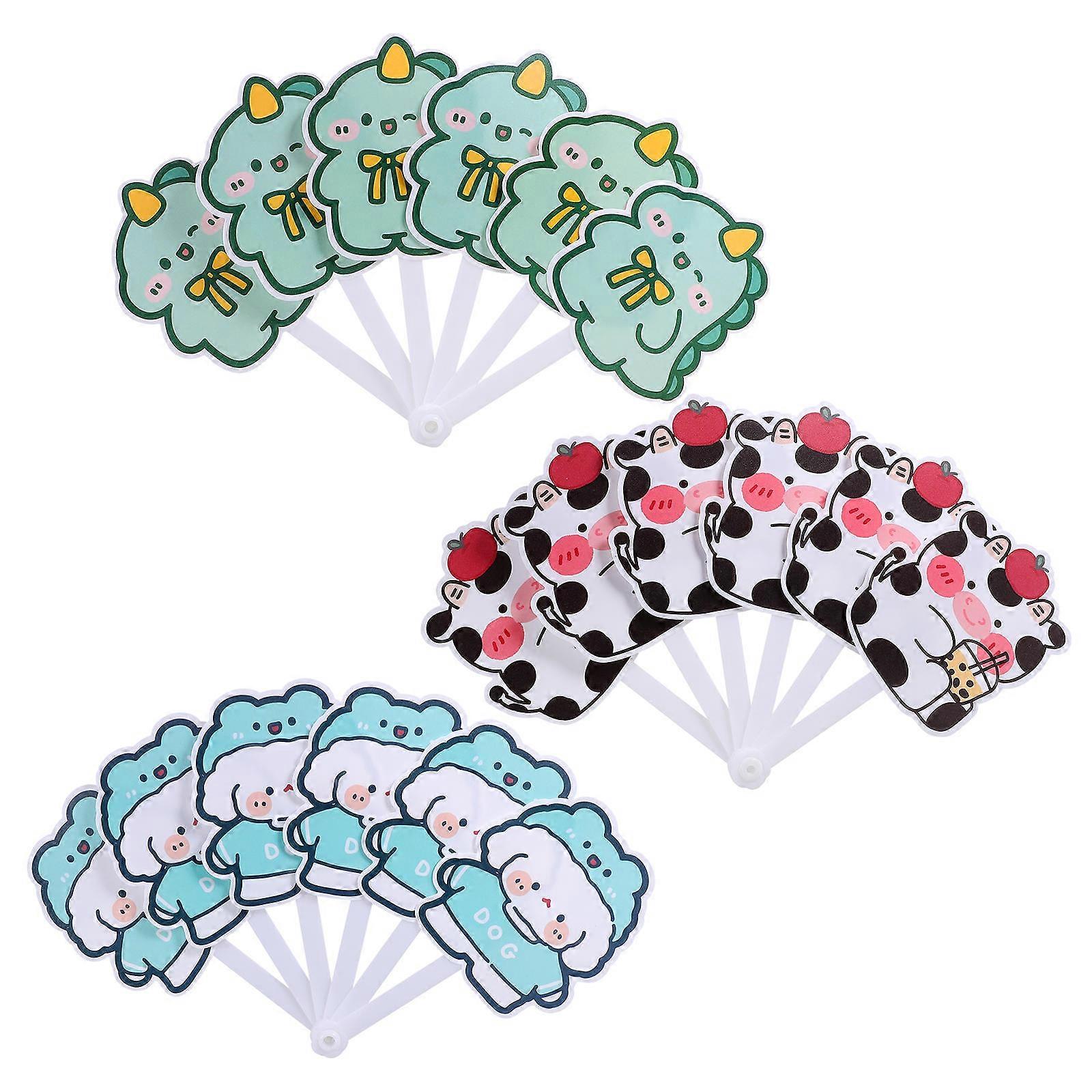 Folding Fan Cartoon Pattern Summer Folding Fans 3Pcs Handheld