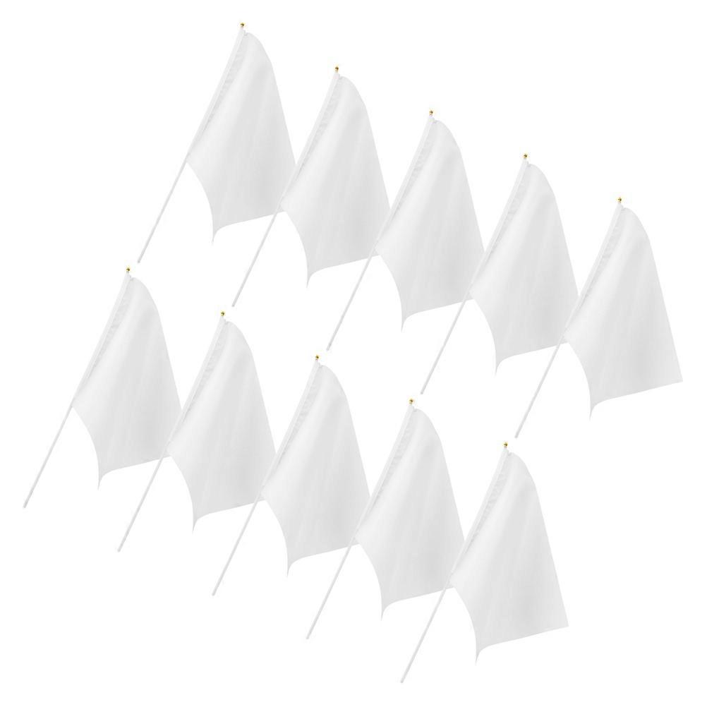 Handheld Signal Flags DIY Blank Flags Hand Shaking Flag 10Pcs for Party