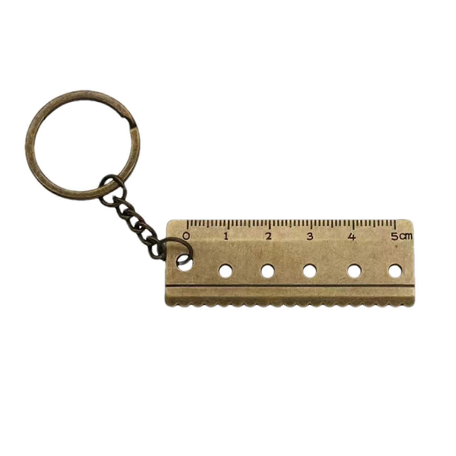 Ruler Keychain with Precise Measurement Scale, Durable Metal Mini Measuring Tool for Keys and Bags