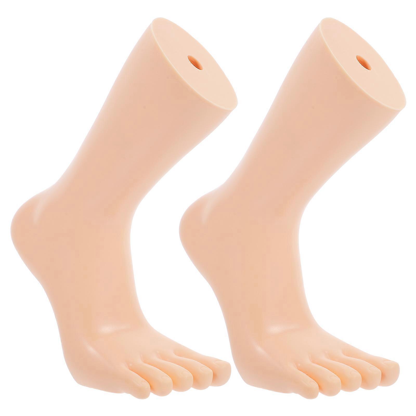 Fake Leg Foot Mannequin for Sock Display 1Pair Beige Toe Socks Model