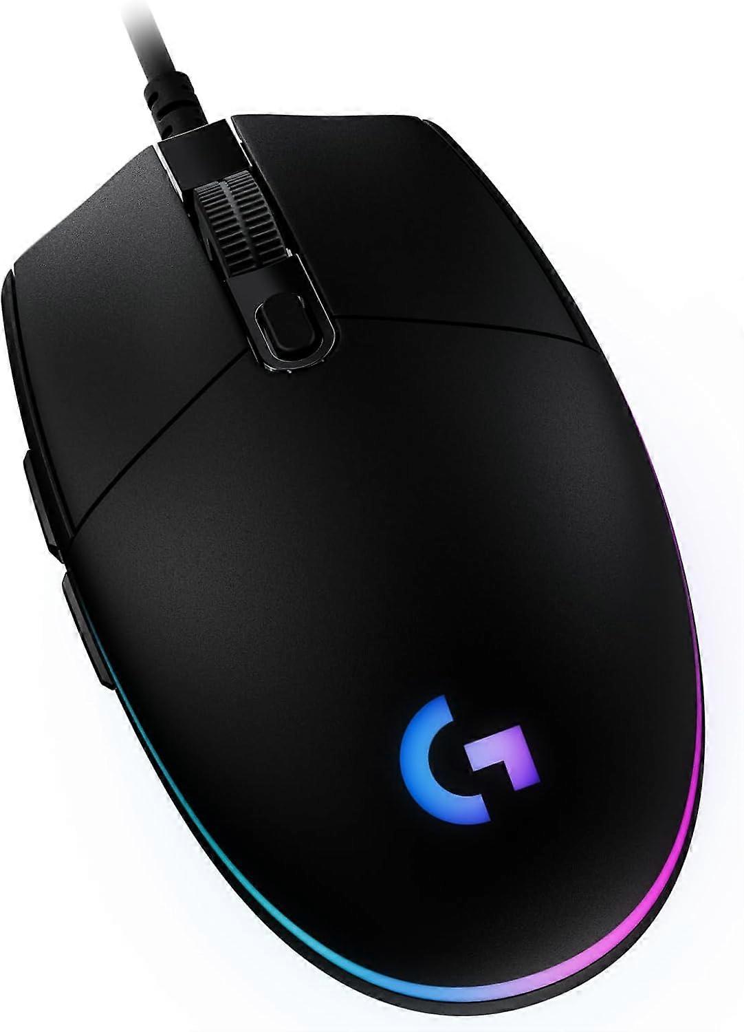 Logitech G203 Wired Gaming Mouse, 8, 000 DPI, Rainbow Optical Effect LIGHTSYNC RGB, 6 Programmable Buttons, On-Board Memory, Screen Mapping, PC/Mac