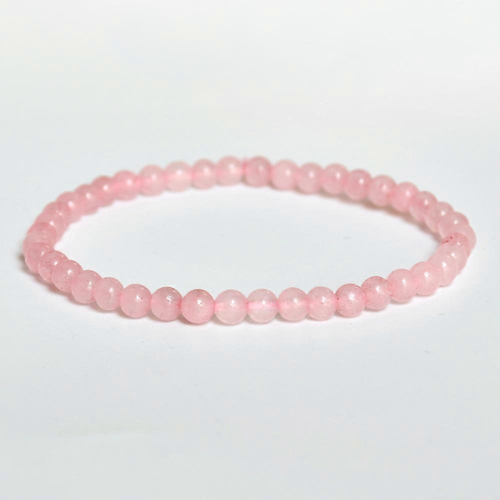 Natural Stone Rose Quartz Round Beads Elastic Bracelet Bohemian Women's Fashion Charm Summer Holiday Beach Handmade Jewelry