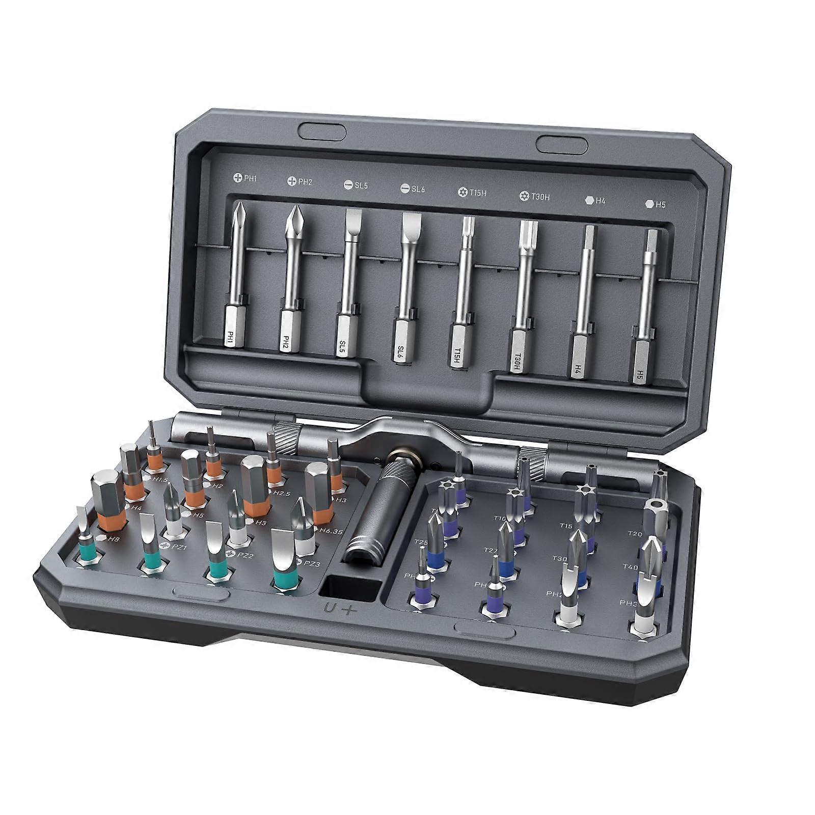 42 in 1 Magnetic Ratchet Screwdriver Set with Case, THandle, 42 Bits for Electronics and DIY