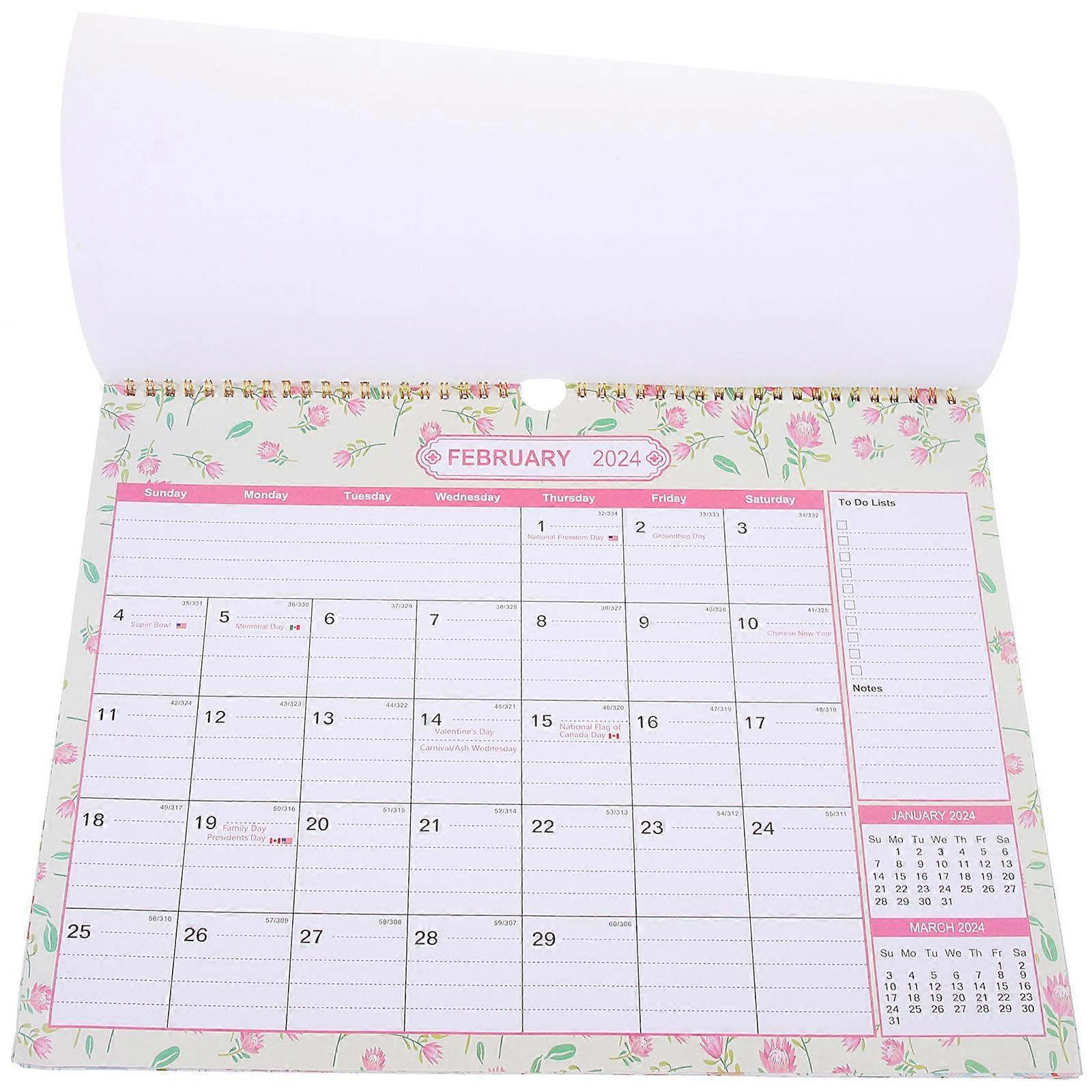 Large Paper Calendar Wall Hanging Monthly Planner For Home Use Rectangular Simple Design Metal Frame 1Pack