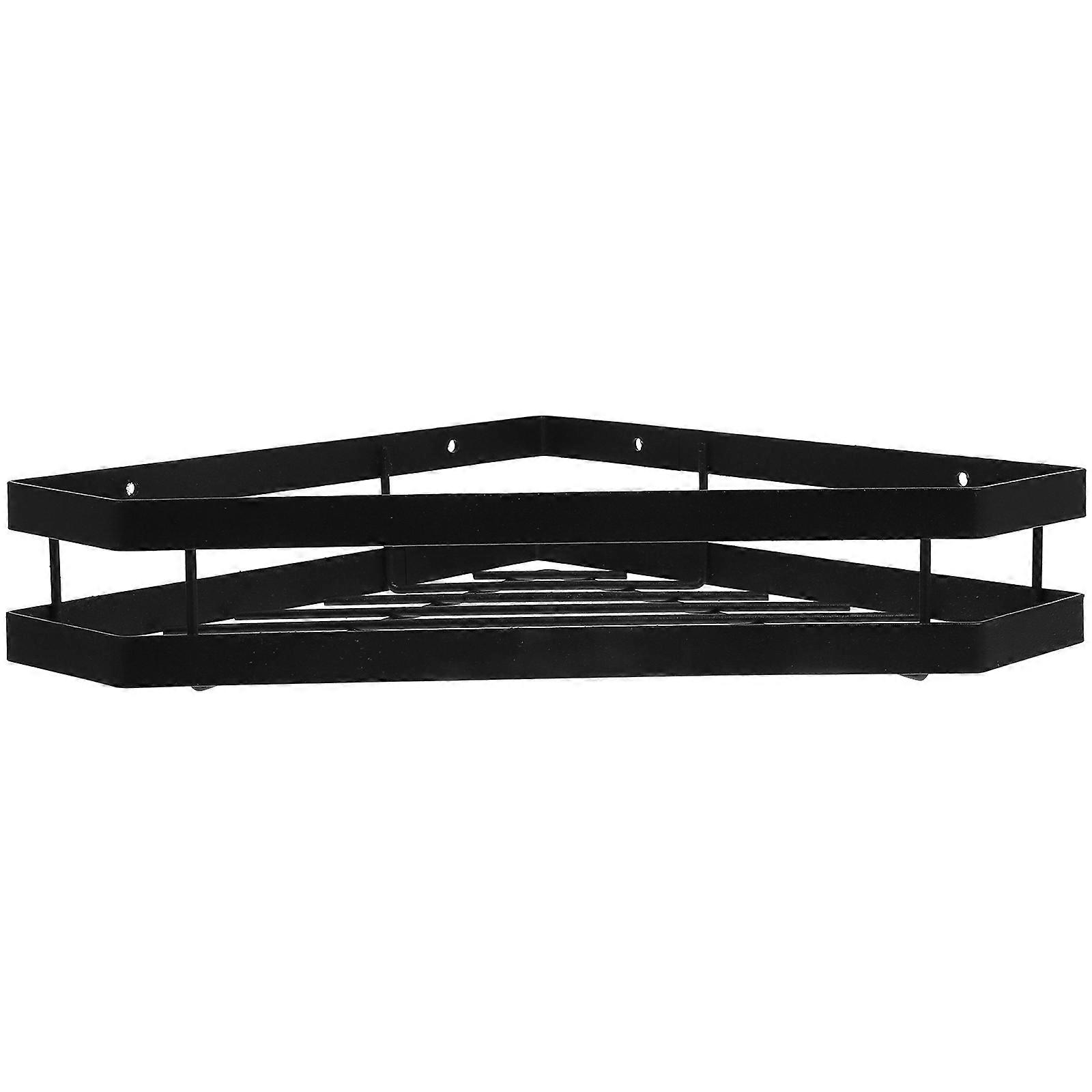 Black Kitchen Storage Shelf Wall-Mounted Rack for Seasoning 1Pcs