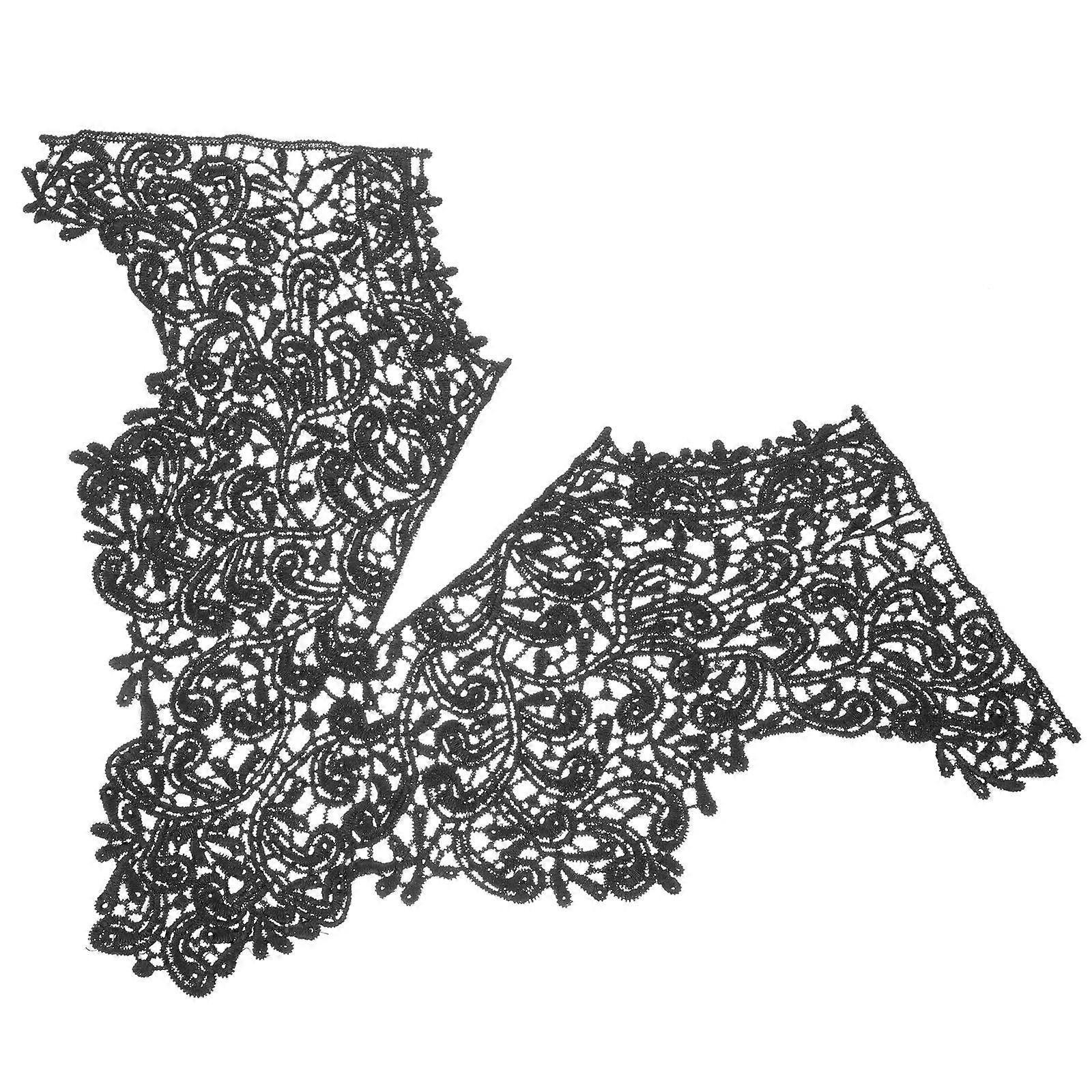 Black Polyester Silk Floral Lace Collar for Sewing Projects 1Pcs Brooch