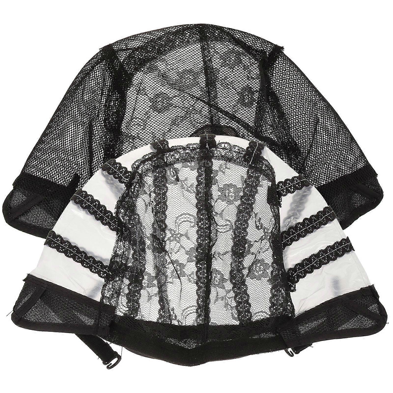 Black Wig Cap for Women Stretchy Hat 2Pcs Elastic