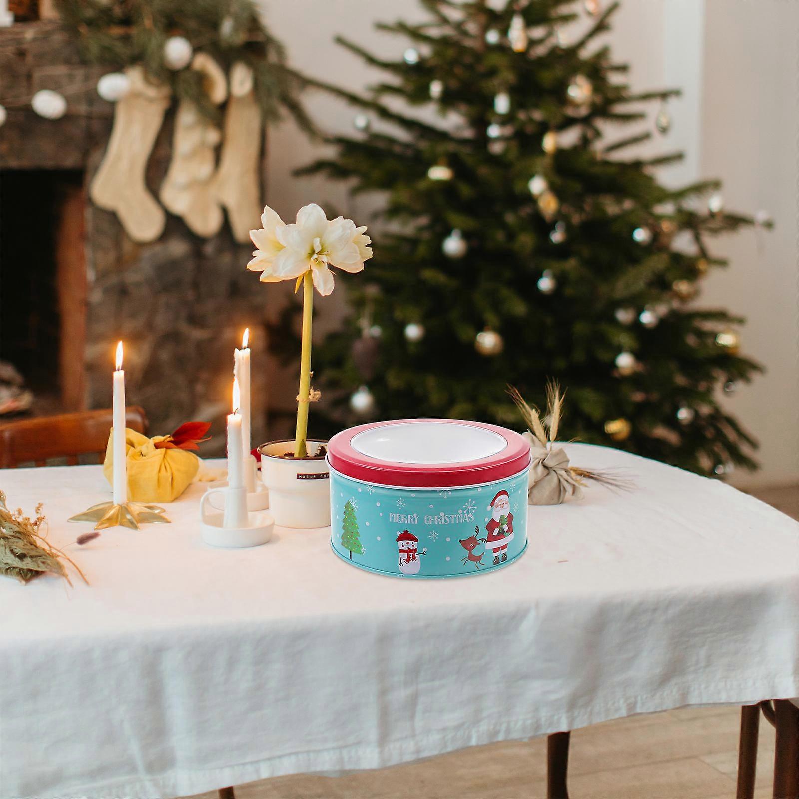 Christmas Candy Containers Tinplate Storage Box for Storage Blue