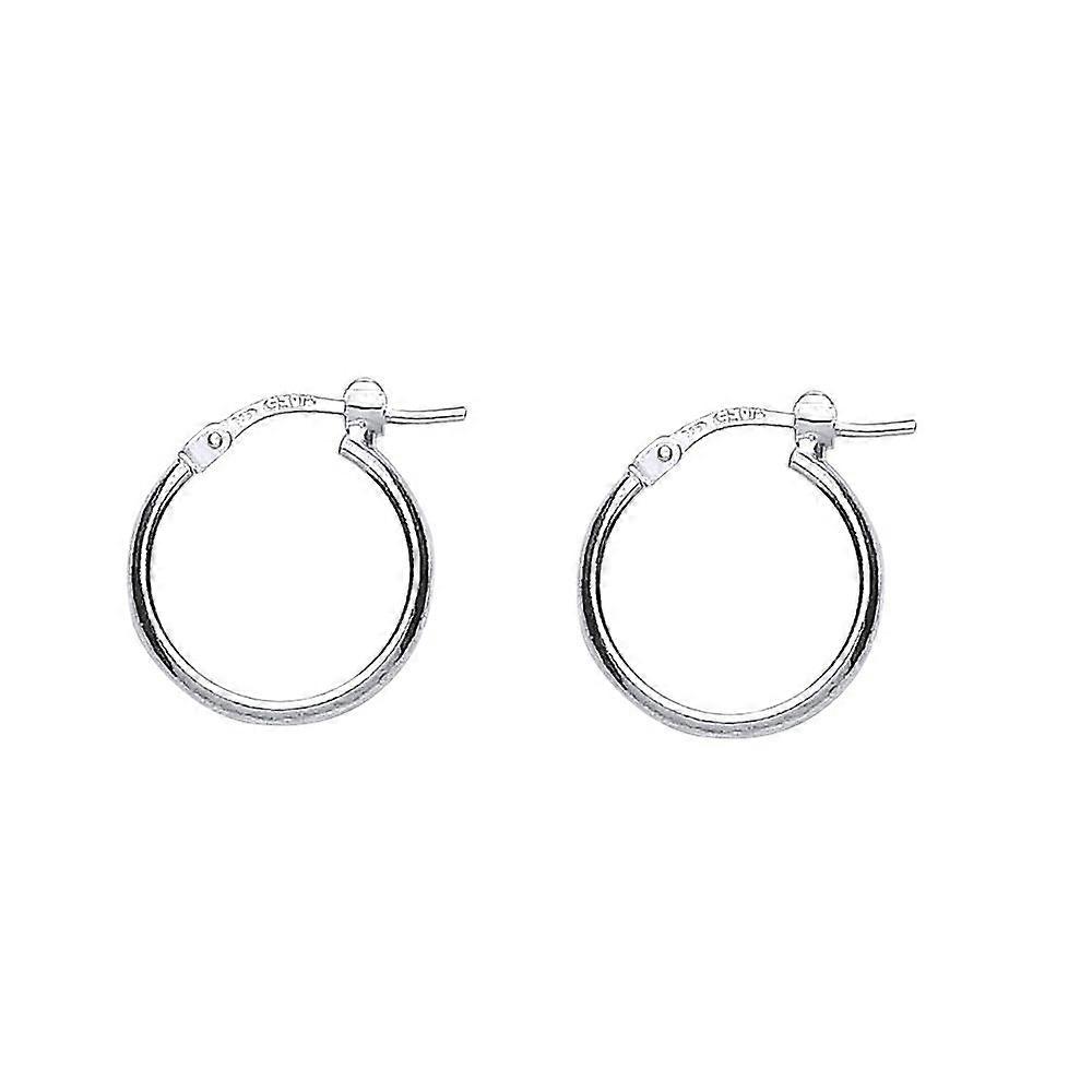 Jewelco London 女士纯银圆管抛光圈形耳环 15 毫米 1 毫米