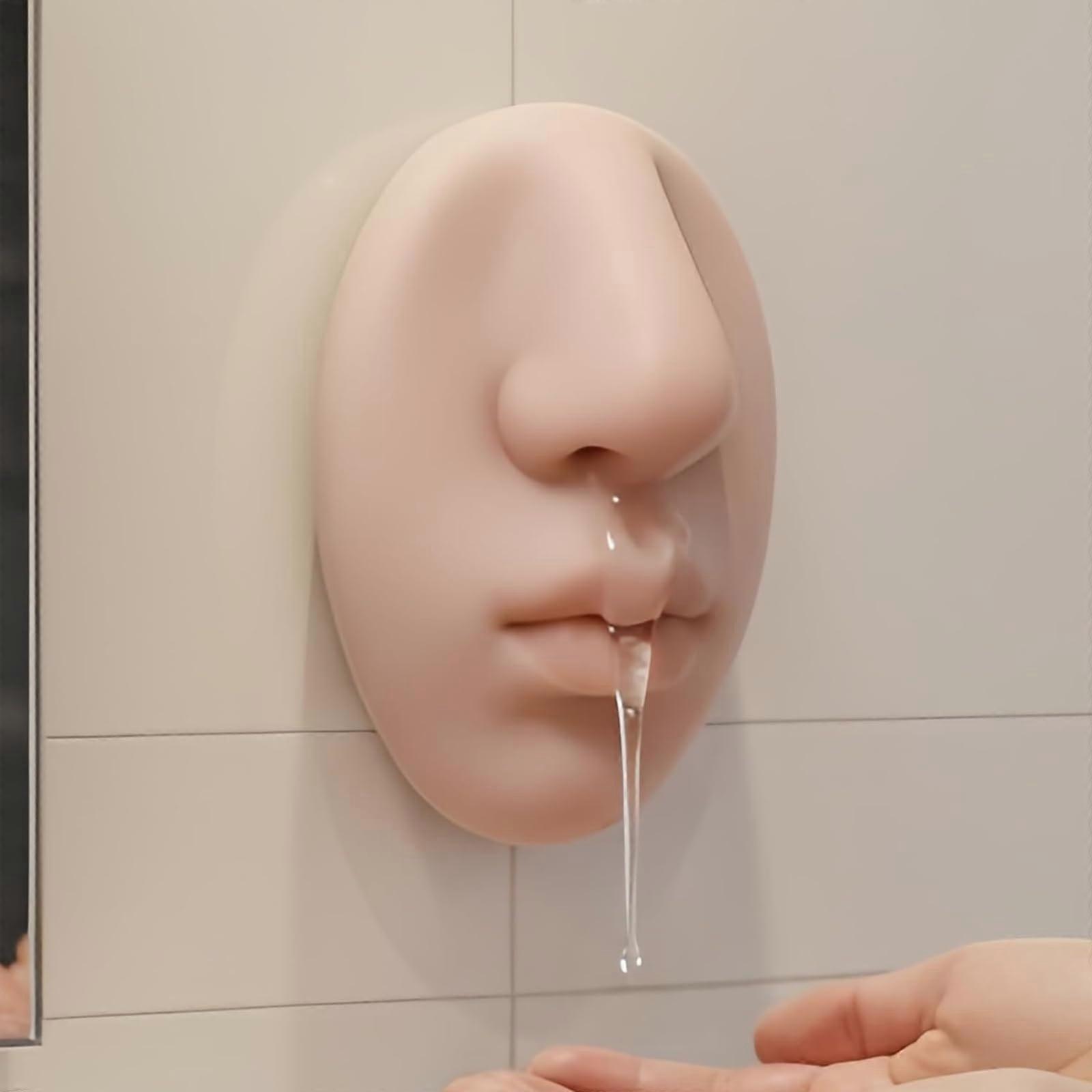 Novelty Soap Dispenser Realistic Nose Shape Silicone Squeeze Wall Mount Refillable for Bathroom Kitchen