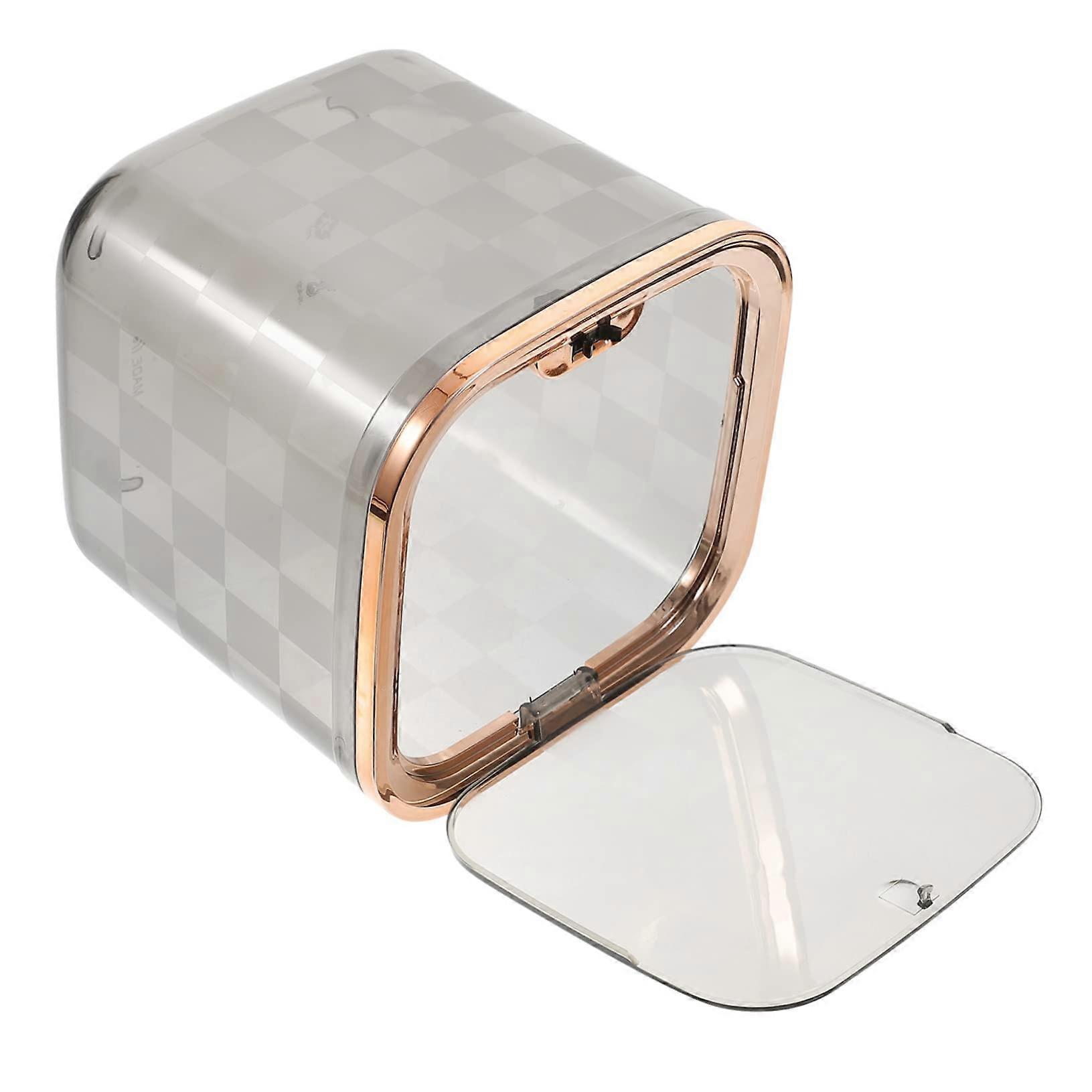 Small Trash Can with Removable Lid, Compact Desktop Waste Bin for Bedroom, Makeup, Grey