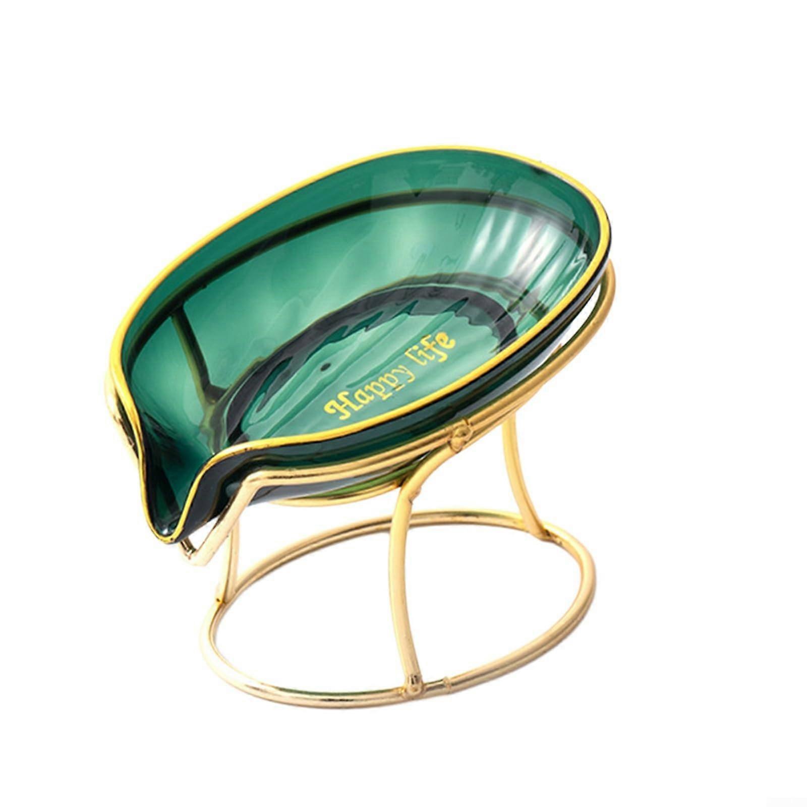 Modern Leaf Design Soap Dish with Automatic Drainage Keeps Soap Dry Durable Metal Base for Bathroom